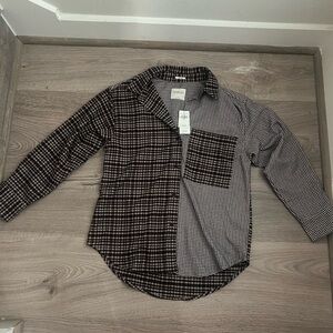 Women’s Abercrombie & Fitch Two Tone Brown and Black Plaid Flannel Shirt